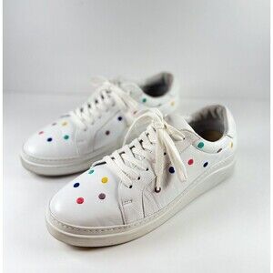 Boden Womens Shoes White Leather Polka Dots Sneaker Low Top Casual 42 US 10.5